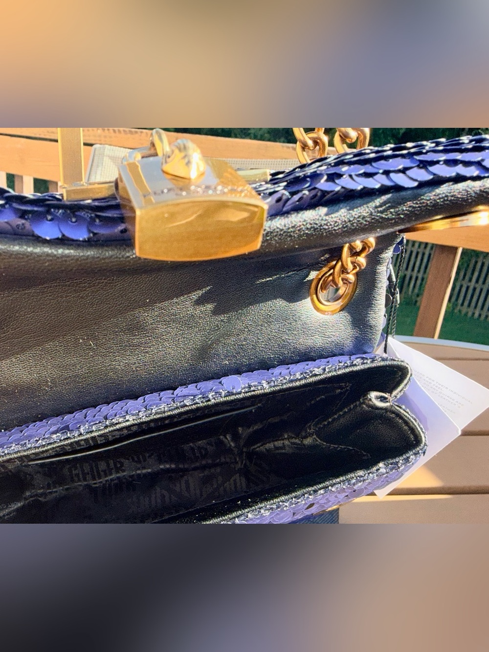 Kurt Geiger London Sequin Mini Brixton Crossbody in Periwinkle/Purple w Dustbag - Picture 6 of 11